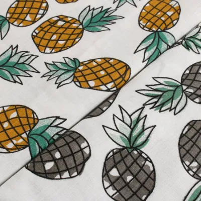 Лидер продаж, дышащая ткань из 100% полиэстера с рисунком ананаса и цифровой печатью для гавайских пляжных брюк